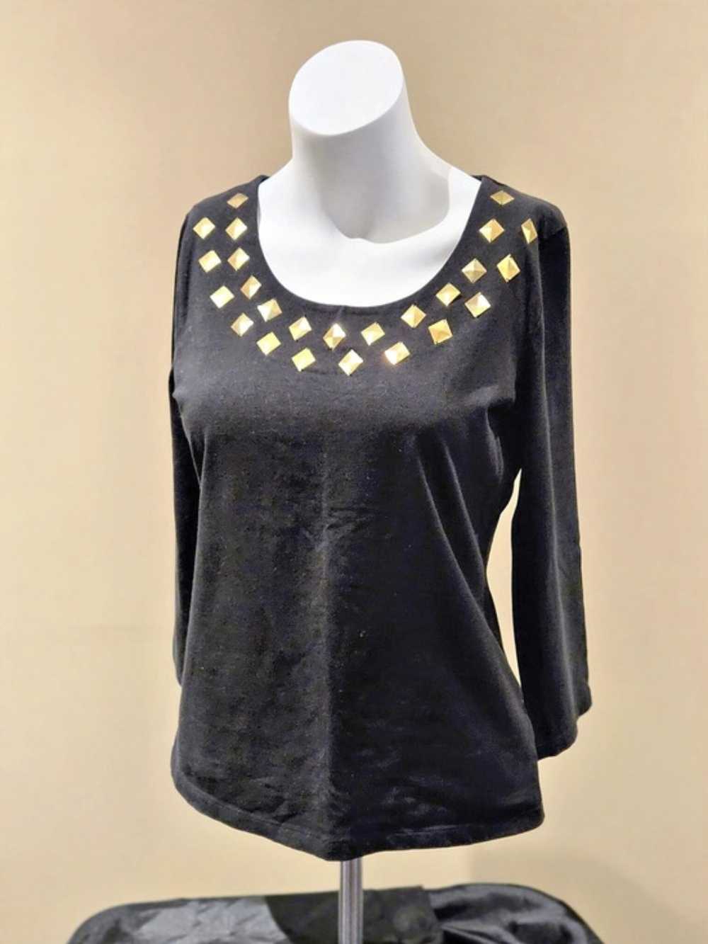 Black Embellished Long Sleeve Top Like New